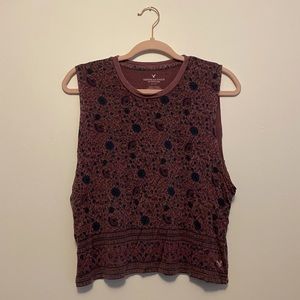 Purple floral printed muscle tank top